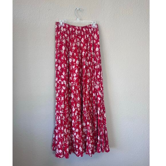 Vintage Silver River 80s red floral maxi skirt size 38T - Picture 3 of 5